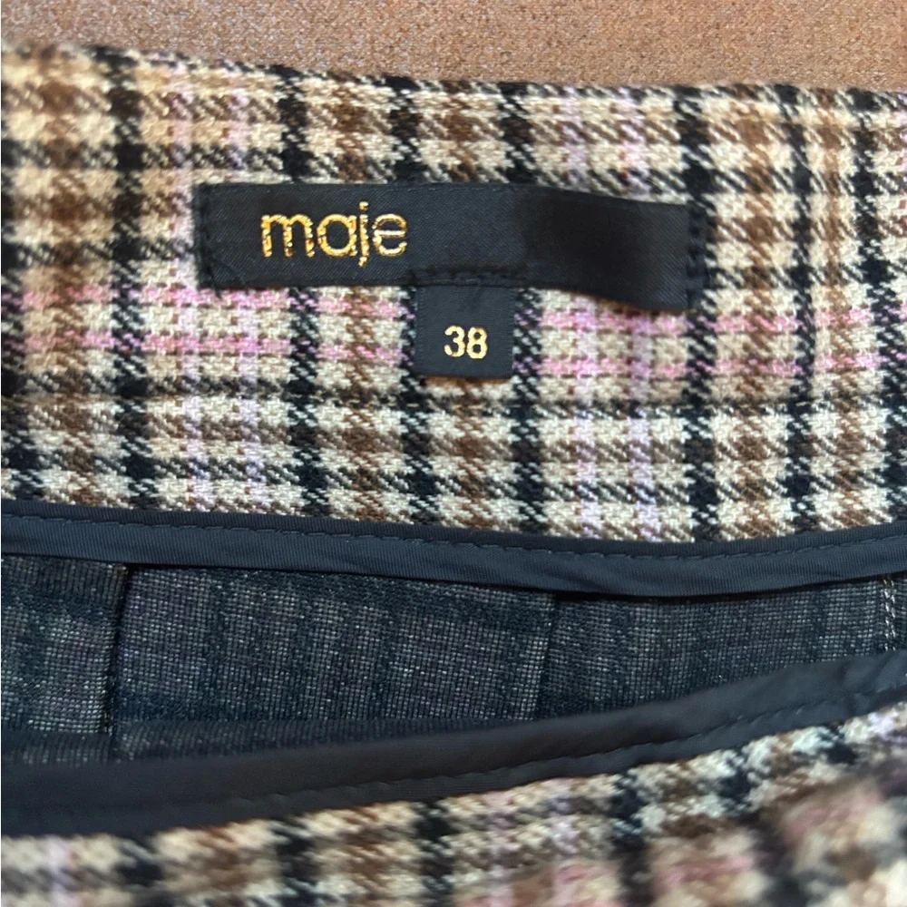 Maje Pleated Plaid Kilt Asymmetric Skirt - Picture 6 of 8